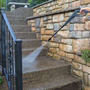 professional spraying concrete steps